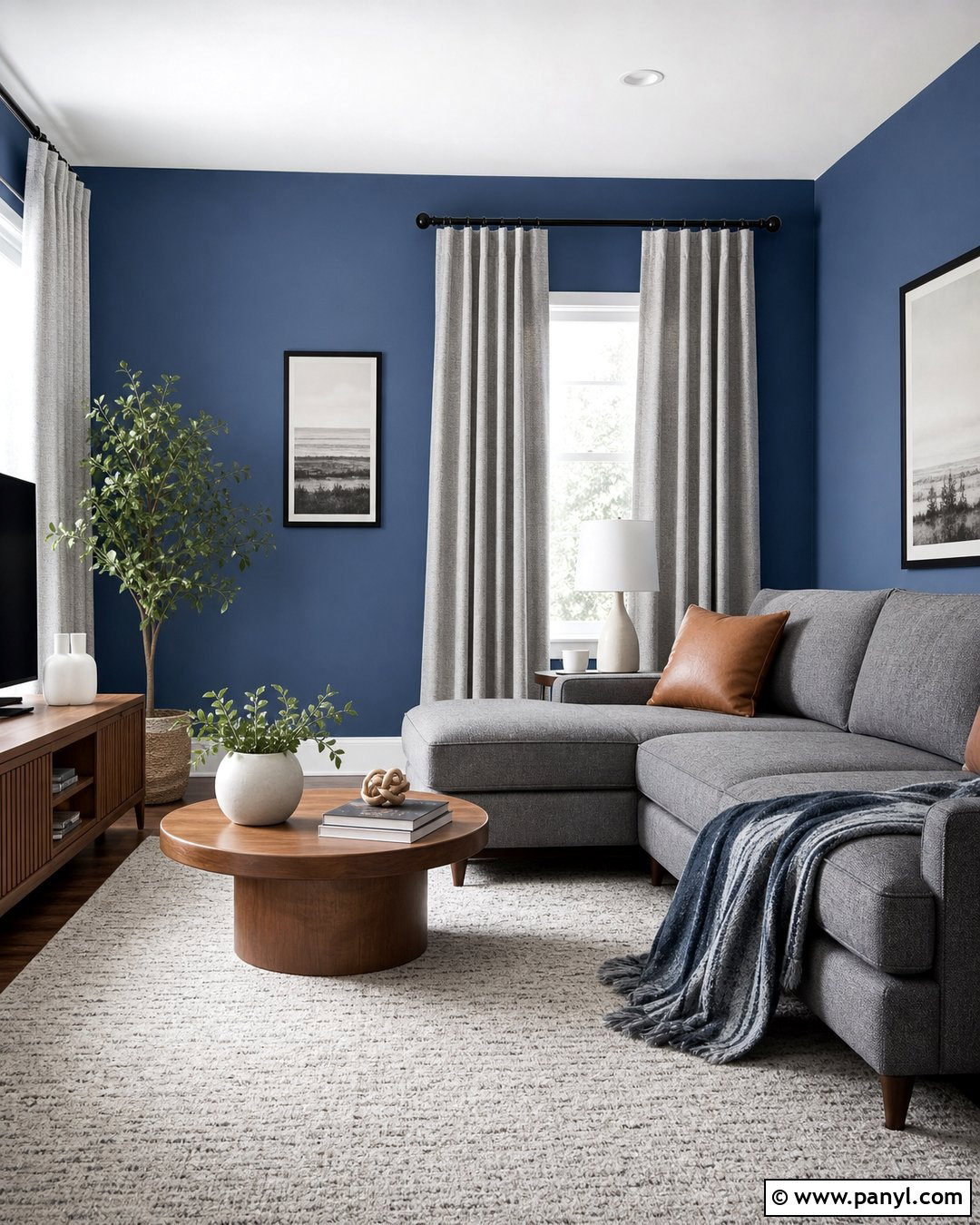 Light Gray Curtains With Deep Blue Walls - 20 Blue Wall With Curtains