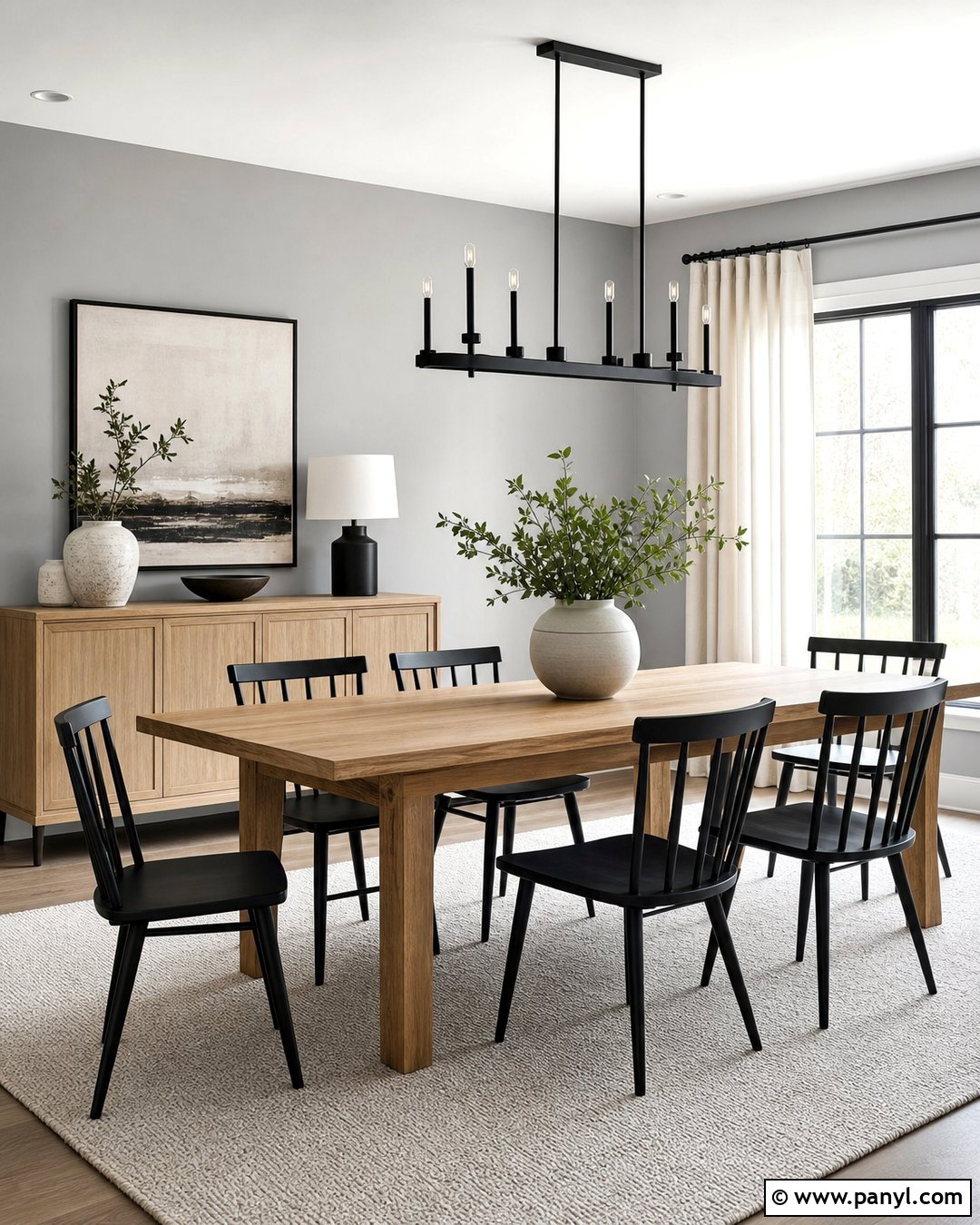 Light Gray Dining Room With Black Chairs - 20 Light Gray Walls With Black Furniture Ideas