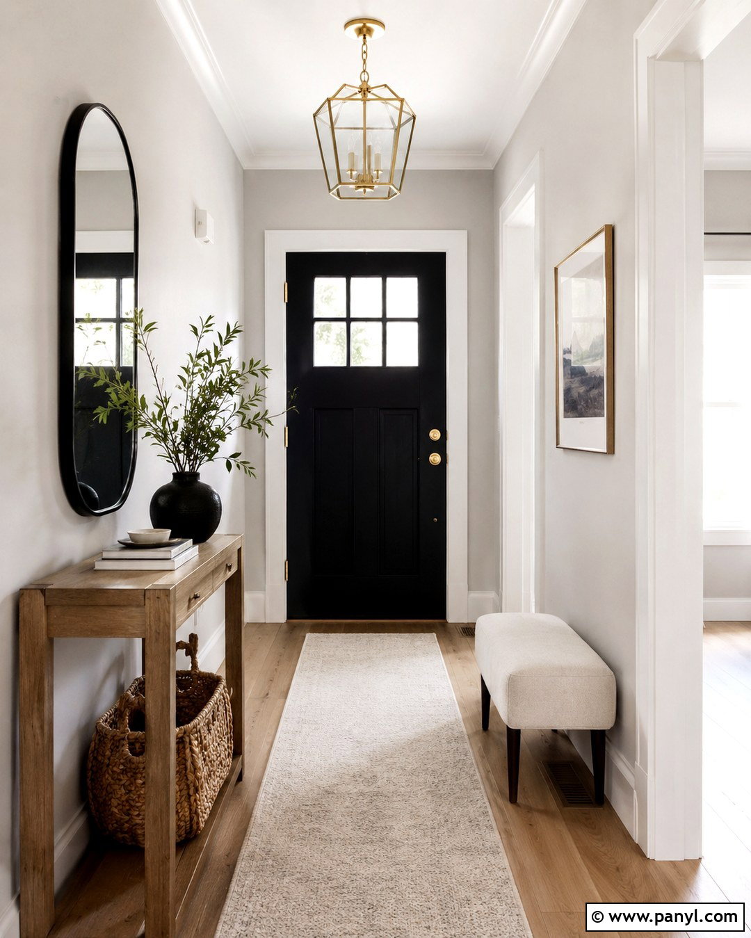 Light Gray Entryway With Black Door - 20 Black Door Grey Walls