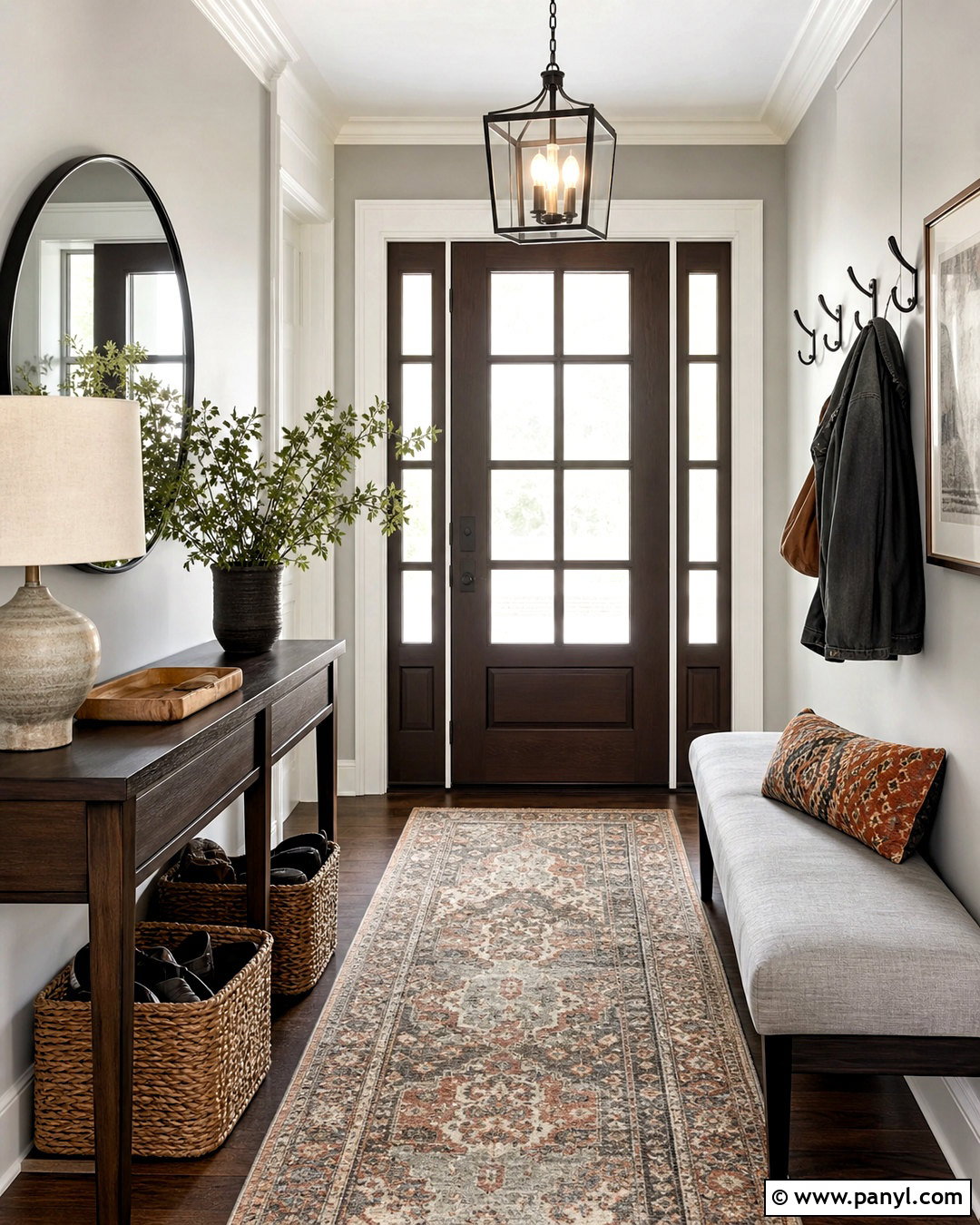 Light Gray Entryway With Dark Wood - 20 light gray room ideas