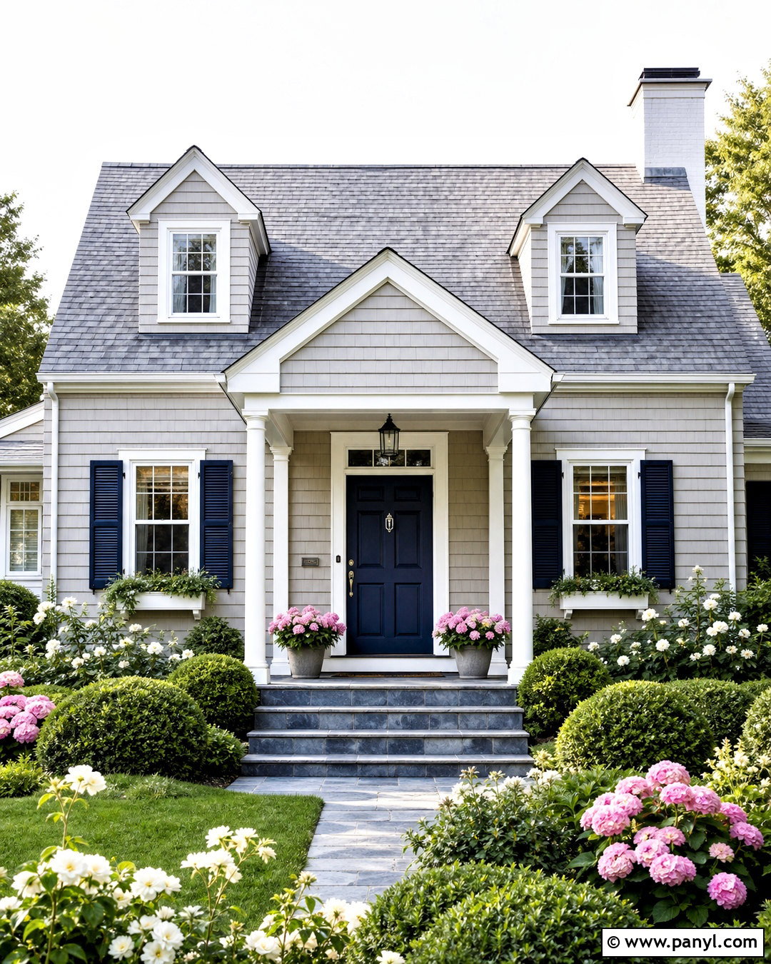 Light Gray Exterior With Navy Accents - 20 home painting ideas exterior ideas