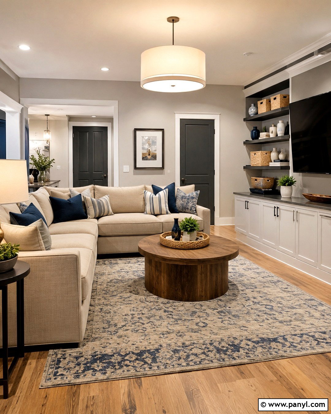 Light Gray Family Room With Dark Gray Doors - 20 Light Gray Walls With Dark Gray Doors