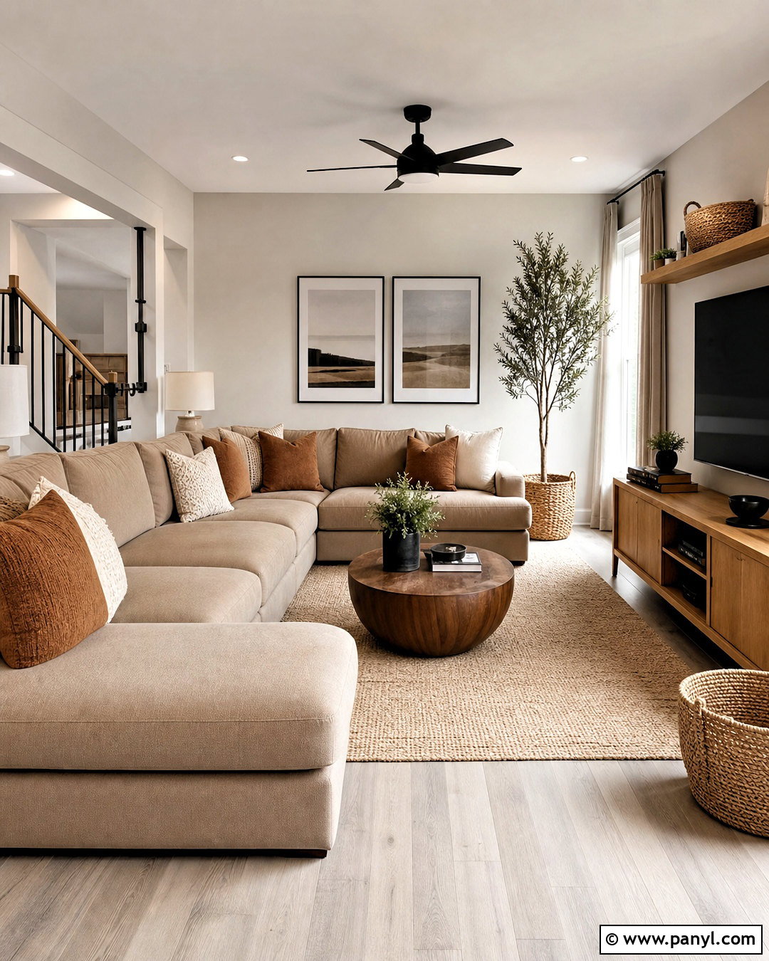 Light Gray Floor Living Room With Beige Sectional - 20 light gray floors living room ideas