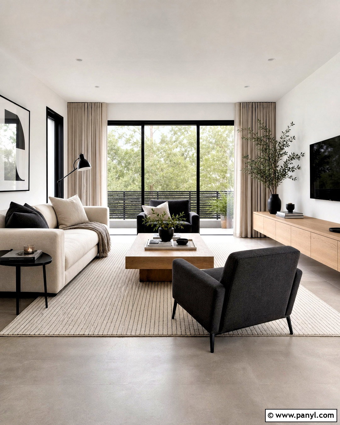 Light Gray Floor Living Room With Black Accents - 20 light gray floors living room ideas