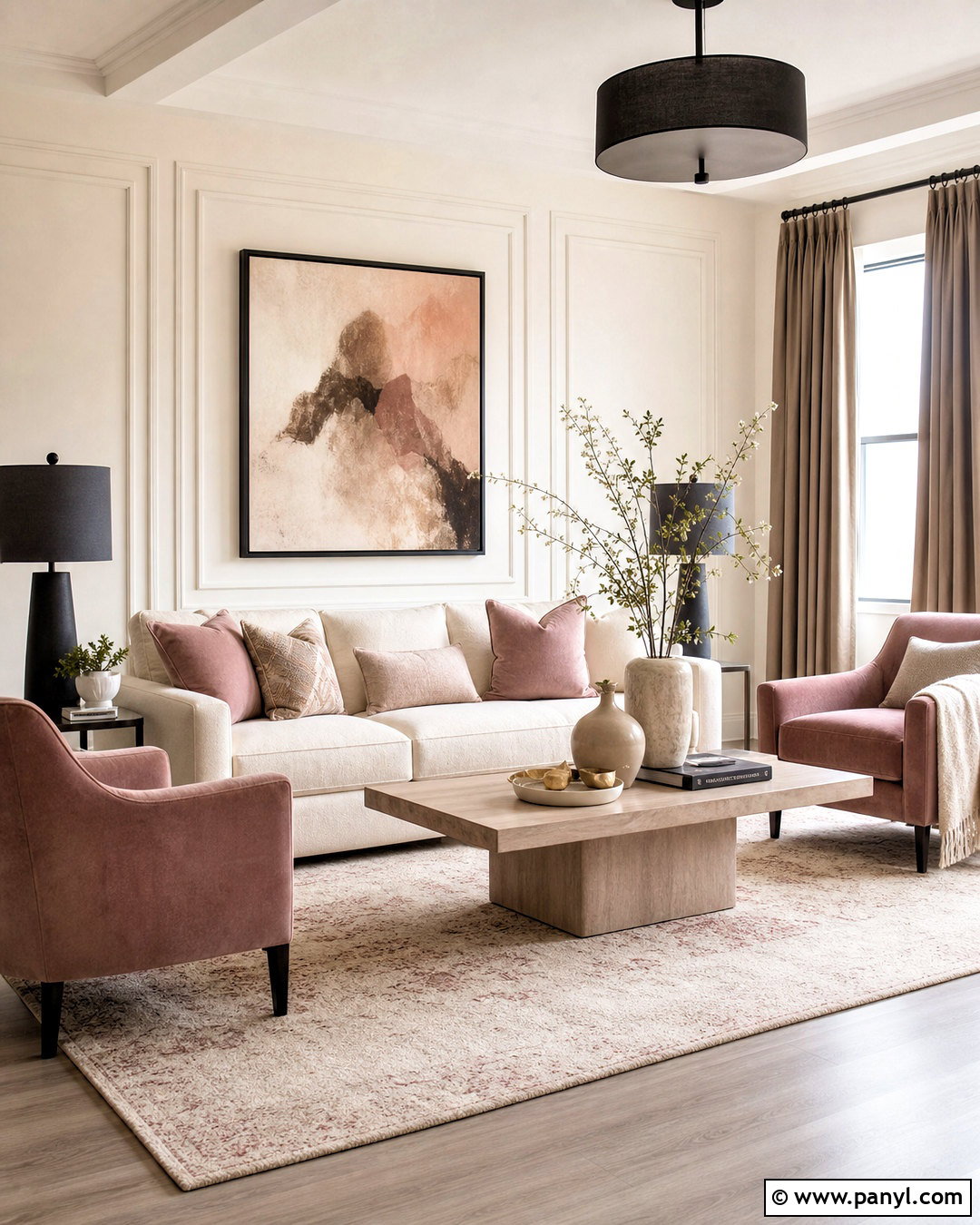 Light Gray Floor Living Room With Blush Accents - 20 light gray floors living room ideas