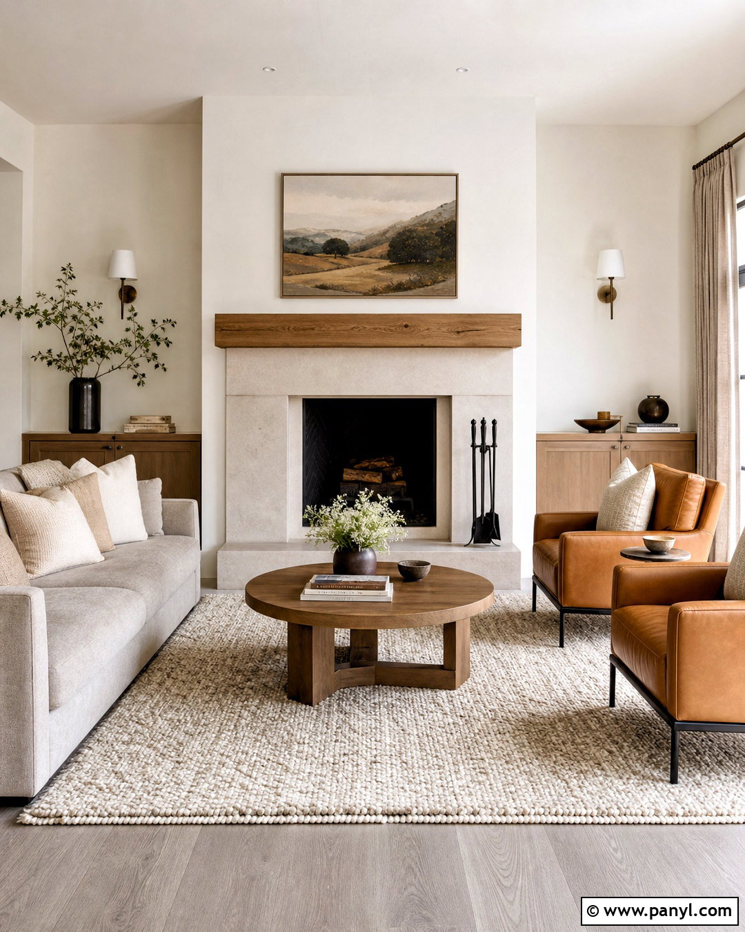 Light Gray Floor Living Room With Stone Fireplace - 20 light gray floors living room ideas