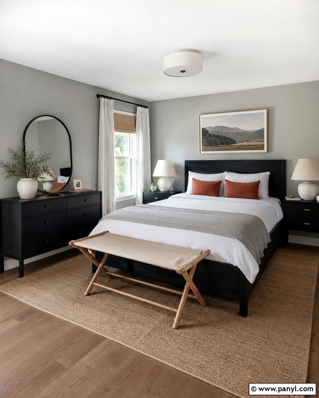 Light Gray Guest Room With Black Furniture - 20 Light Gray Walls With Black Furniture Ideas