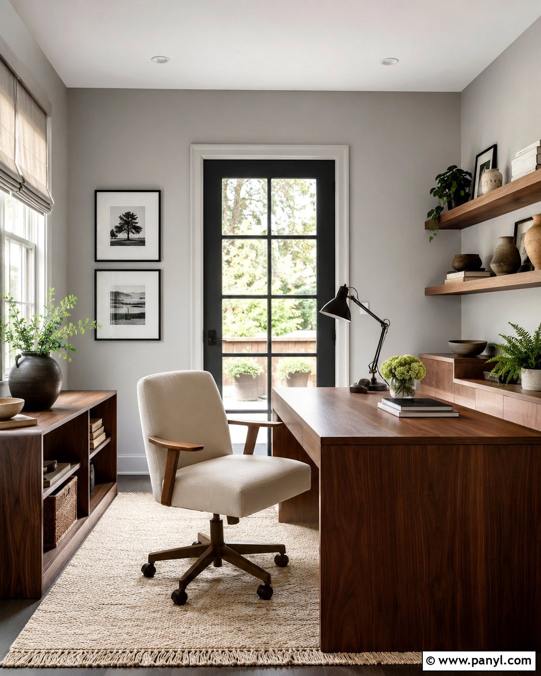 Light Gray Home Office With Dark Gray Doors - 20 Light Gray Walls With Dark Gray Doors