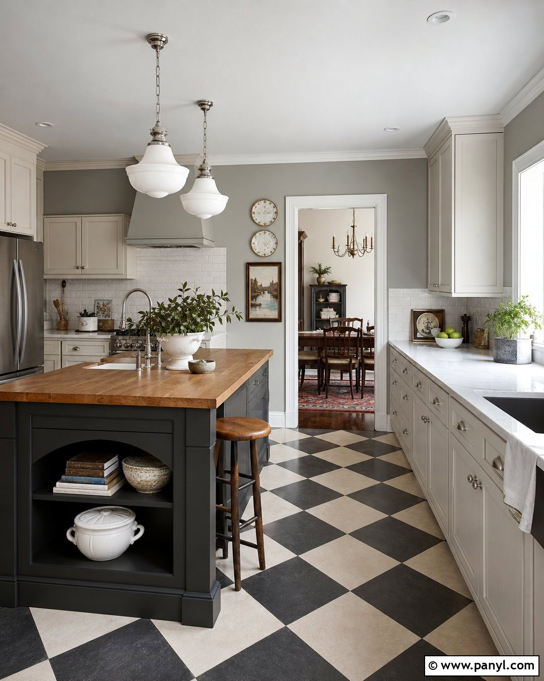 Light Gray Kitchen Walls With Black And White Floors - 30 Light Gray Kitchen Walls