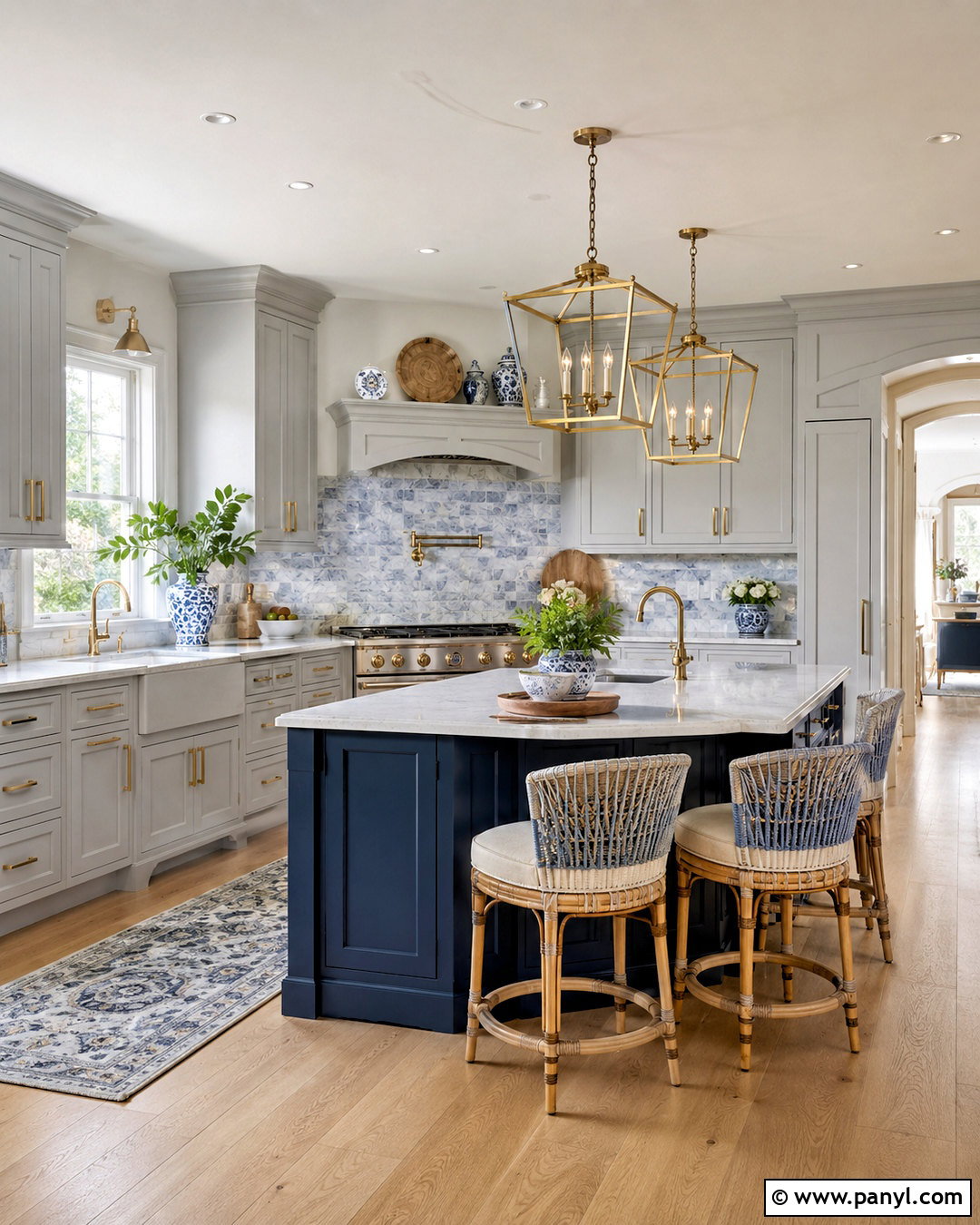 Light Gray Kitchen With Blue Island - 20 light gray kitchen ideas