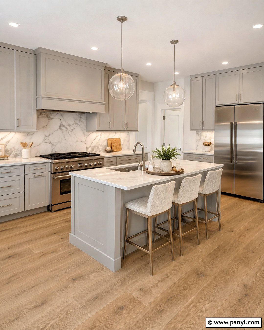 Light Gray Kitchen With Marble Backsplash - 20 light color kitchen ideas