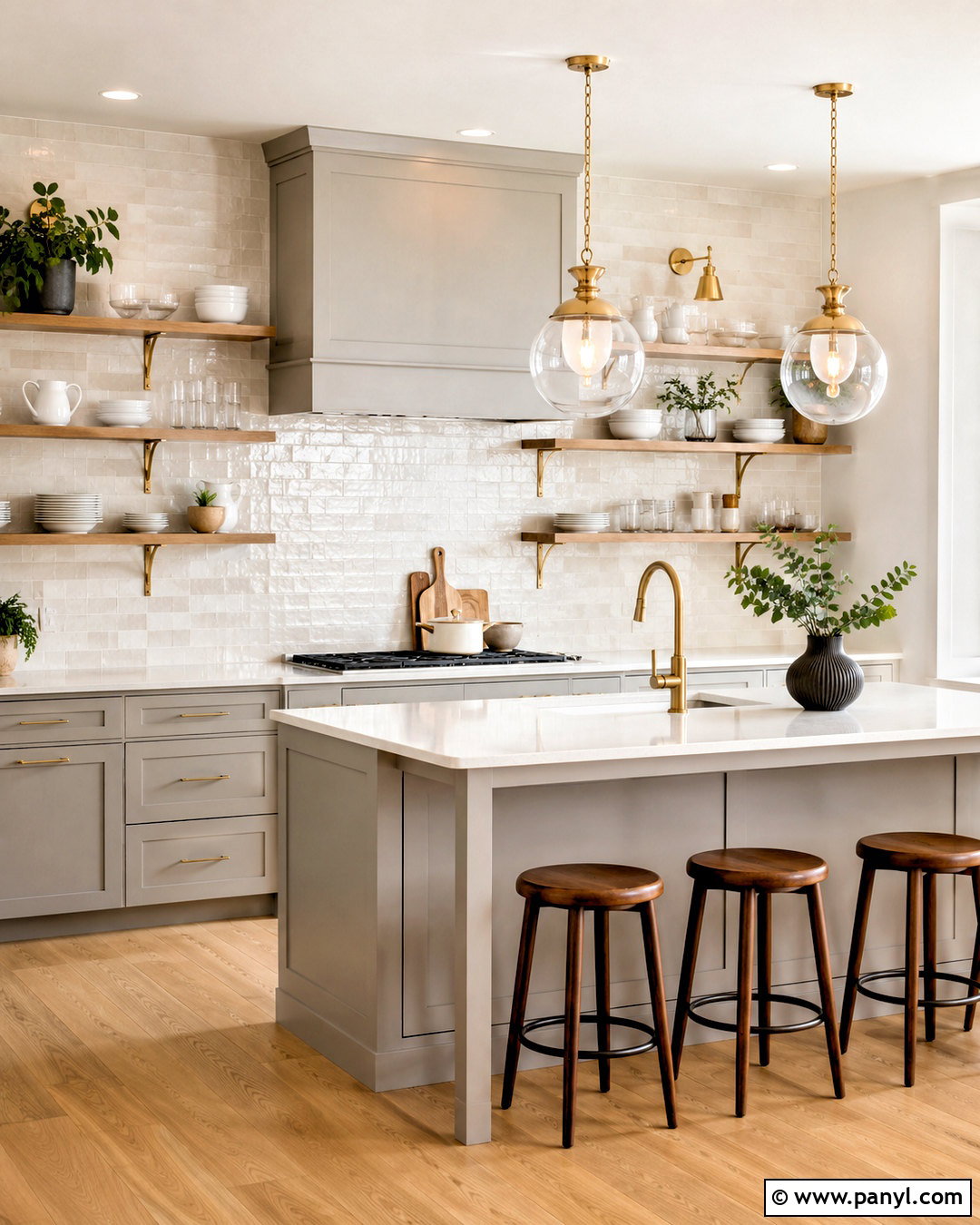 Light Gray Kitchen With Open Shelving - 20 light gray kitchen ideas