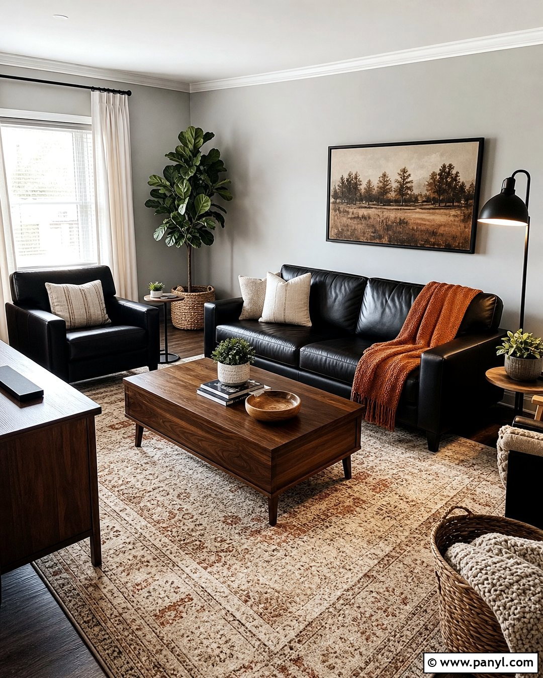 Light Gray Living Room With Black Leather Furniture - 20 Light Gray Walls With Black Furniture Ideas