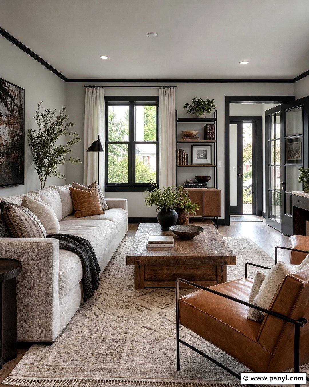 Light Gray Living Room With Black Trim - 35 gray walls with black trim ideas