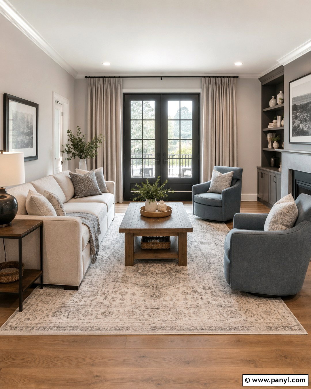 Light Gray Living Room With Dark Gray French Doors - 20 Light Gray Walls With Dark Gray Doors