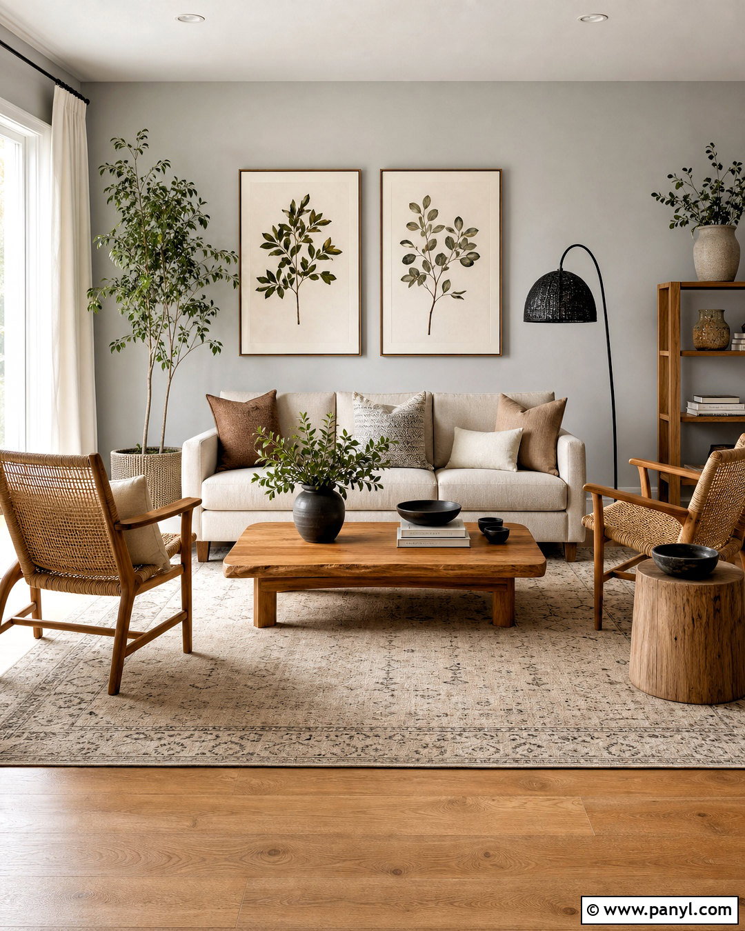 Light Gray Living Room With Natural Oak - 20 gray wall living room ideas