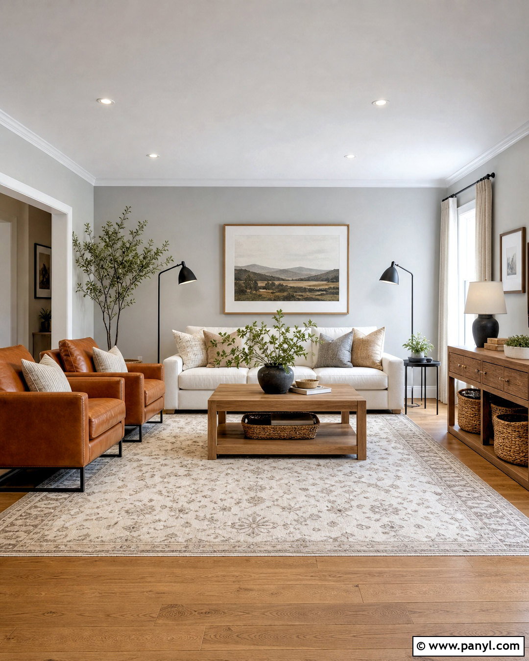 Light Gray Living Room With Warm Wood - 20 light gray room ideas