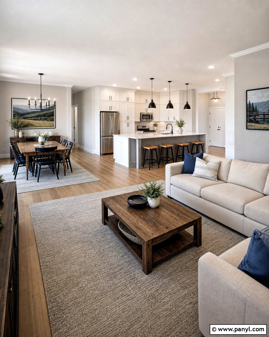 Light Gray Open-Concept Room - 20 light gray room ideas