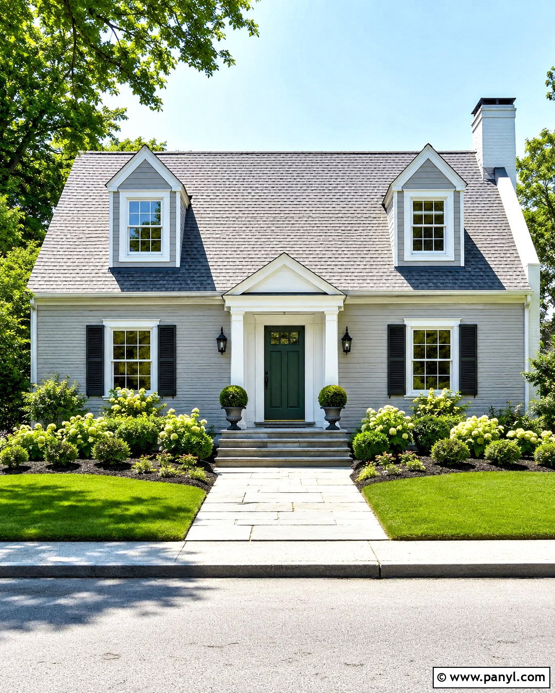 Light Gray Outside Wall With White Details - 20 outside wall painting ideas