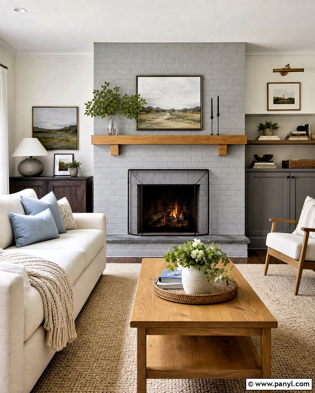 Light Gray Painted Brick Fireplace - 20 gray fireplace brick painted ideas