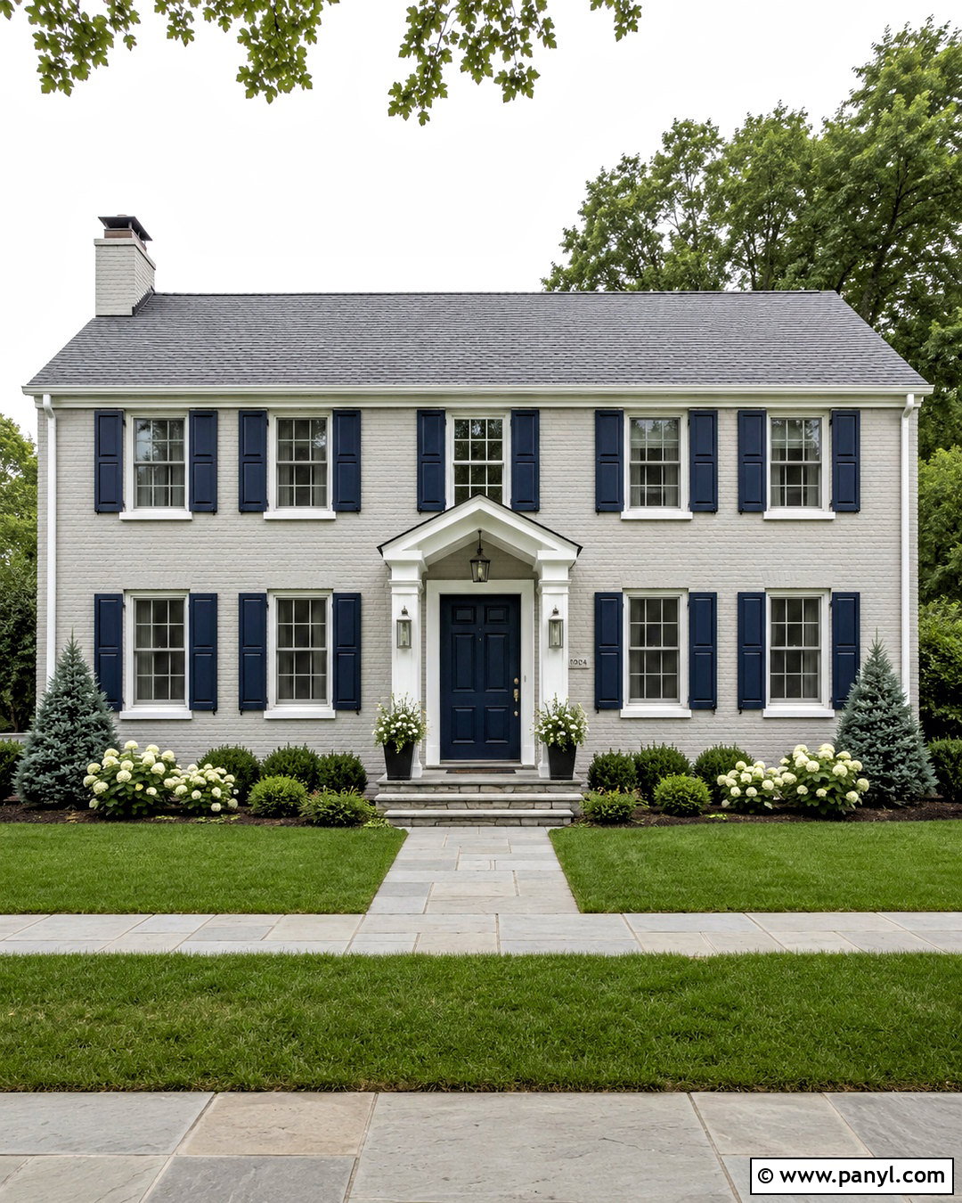 Light Gray Painted Brick House - 20 painted brick house before and after ideas