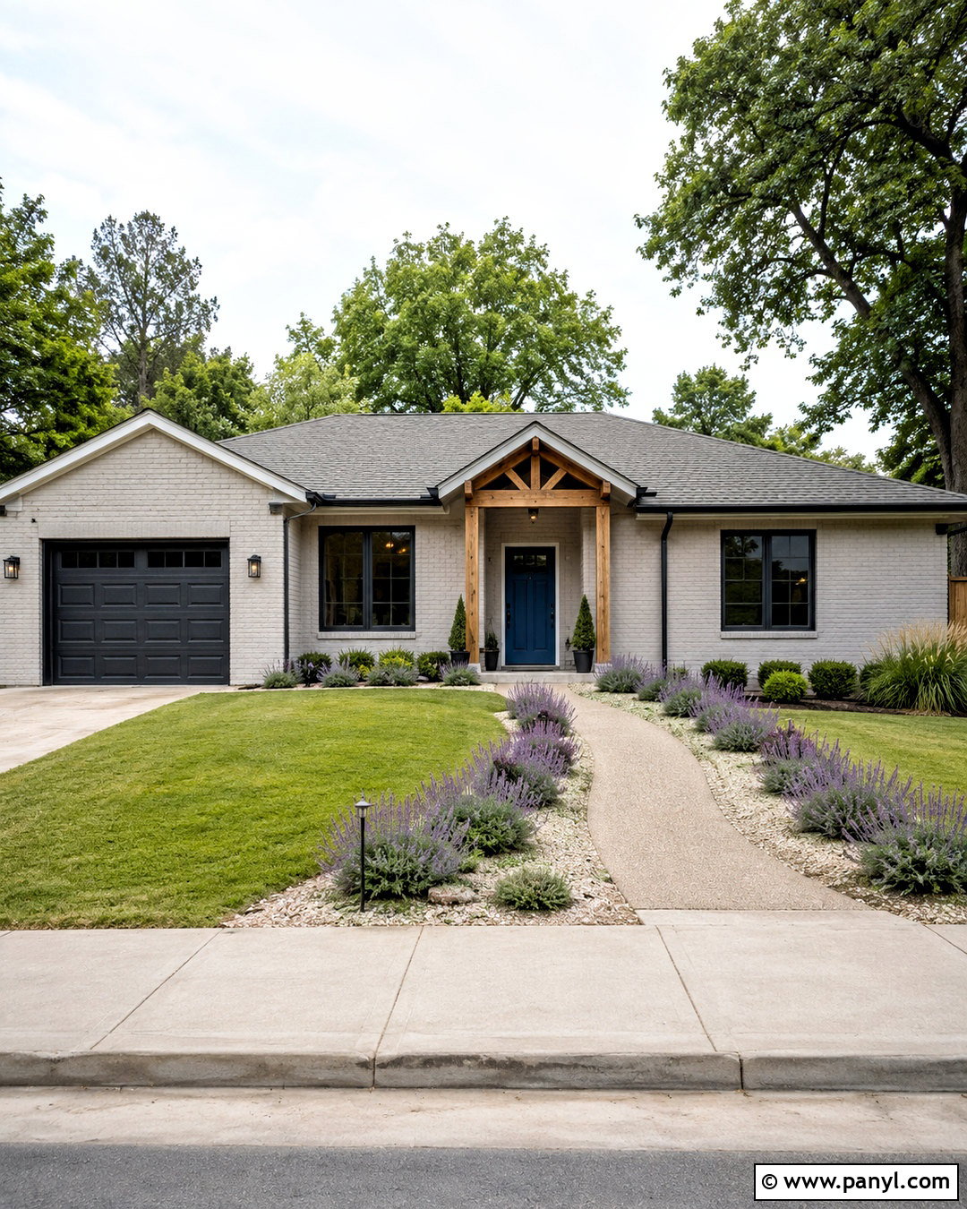 Light Gray Painted Brick Ranch House - 20 painted brick house exterior before and after ideas