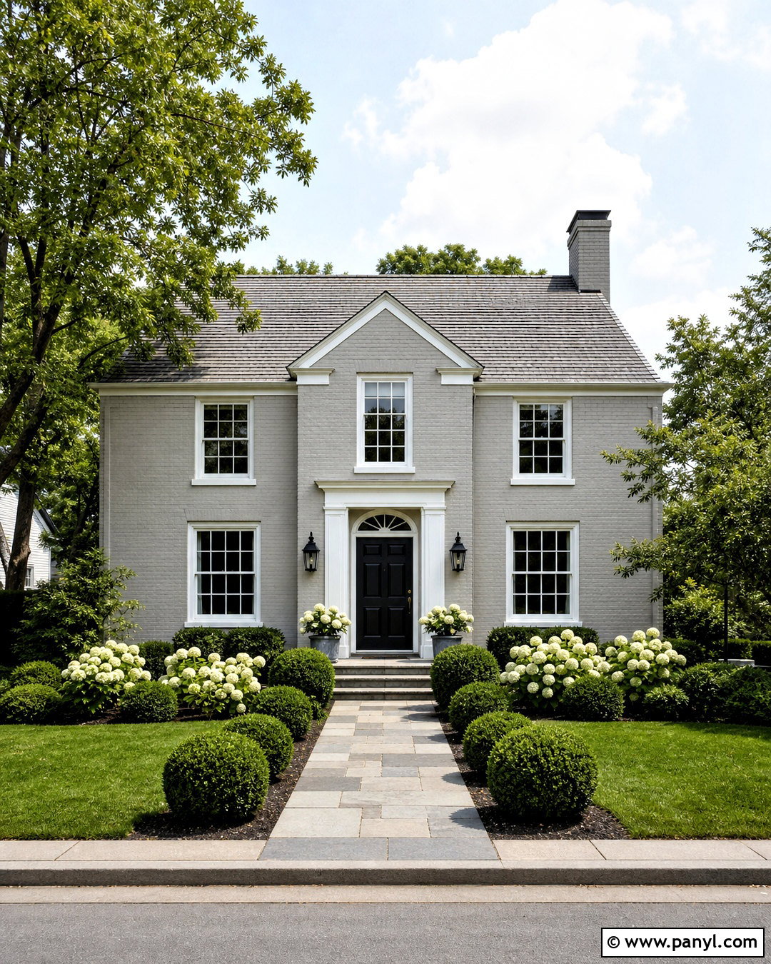 Light Gray Painted Brick With White Trim - 20 grey painted brick ideas