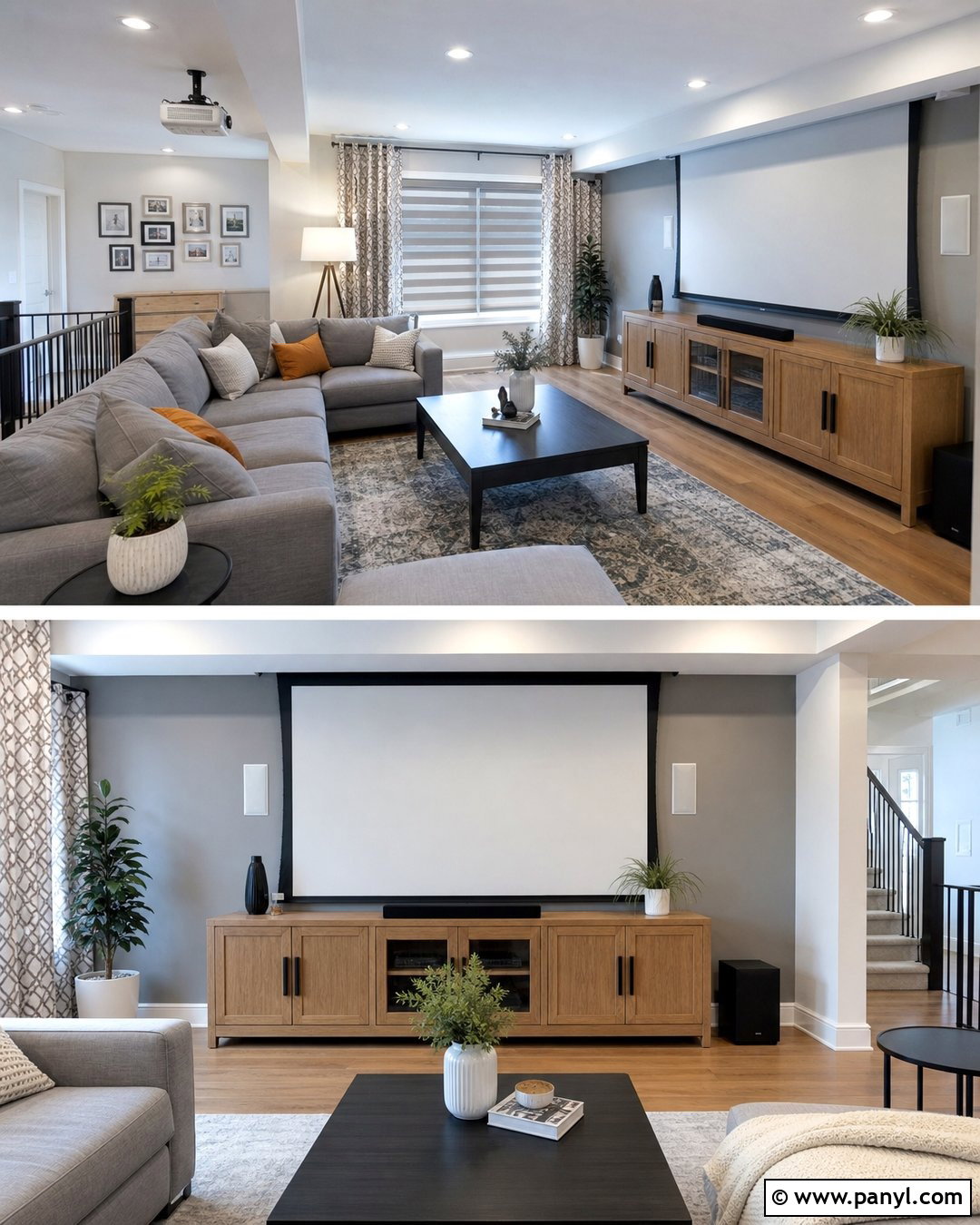 Light Gray Projector Wall For A Bright Living Room - 20 Projector Wall Color Ideas