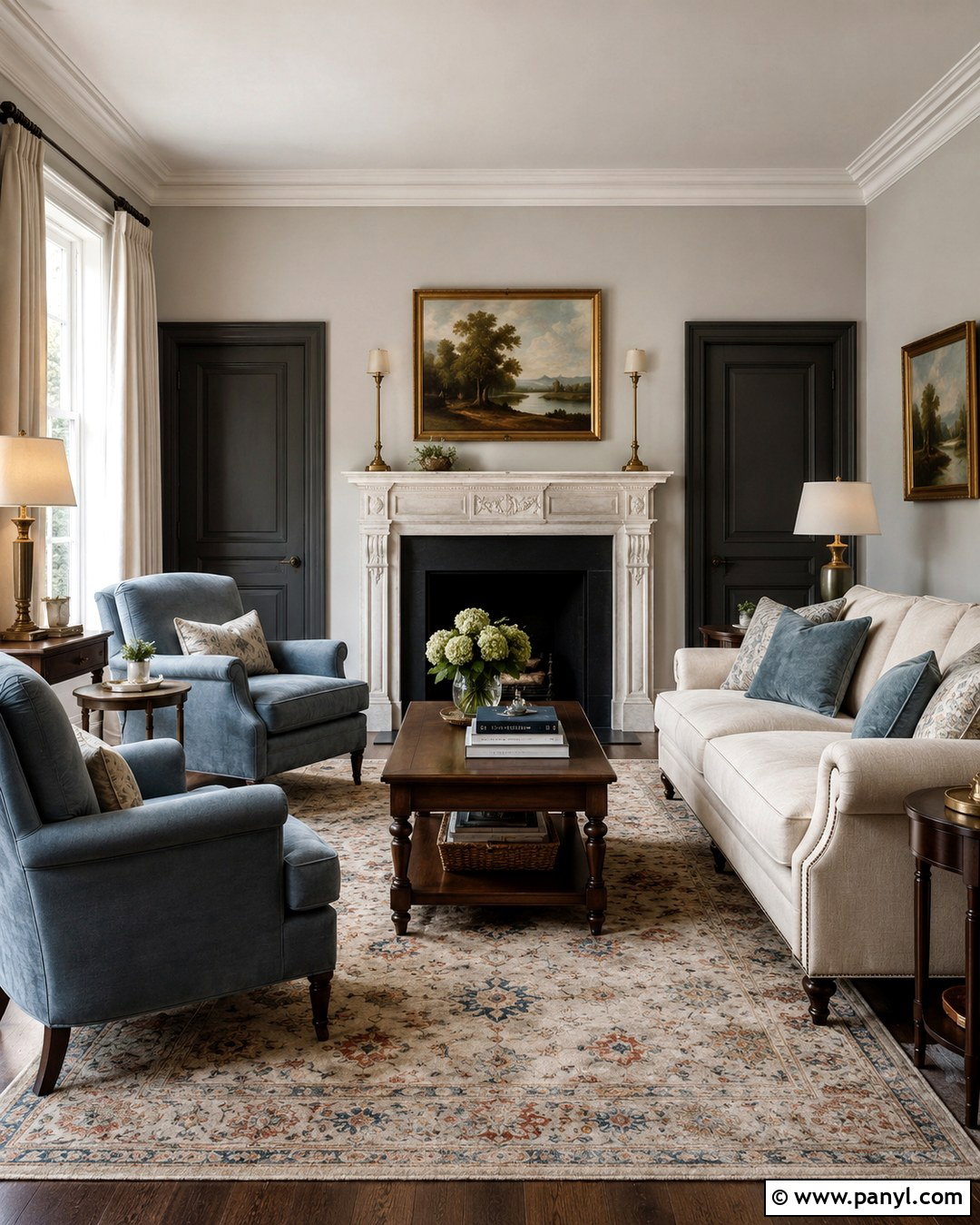 Light Gray Traditional Room With Dark Gray Paneled Doors - 20 Light Gray Walls With Dark Gray Doors