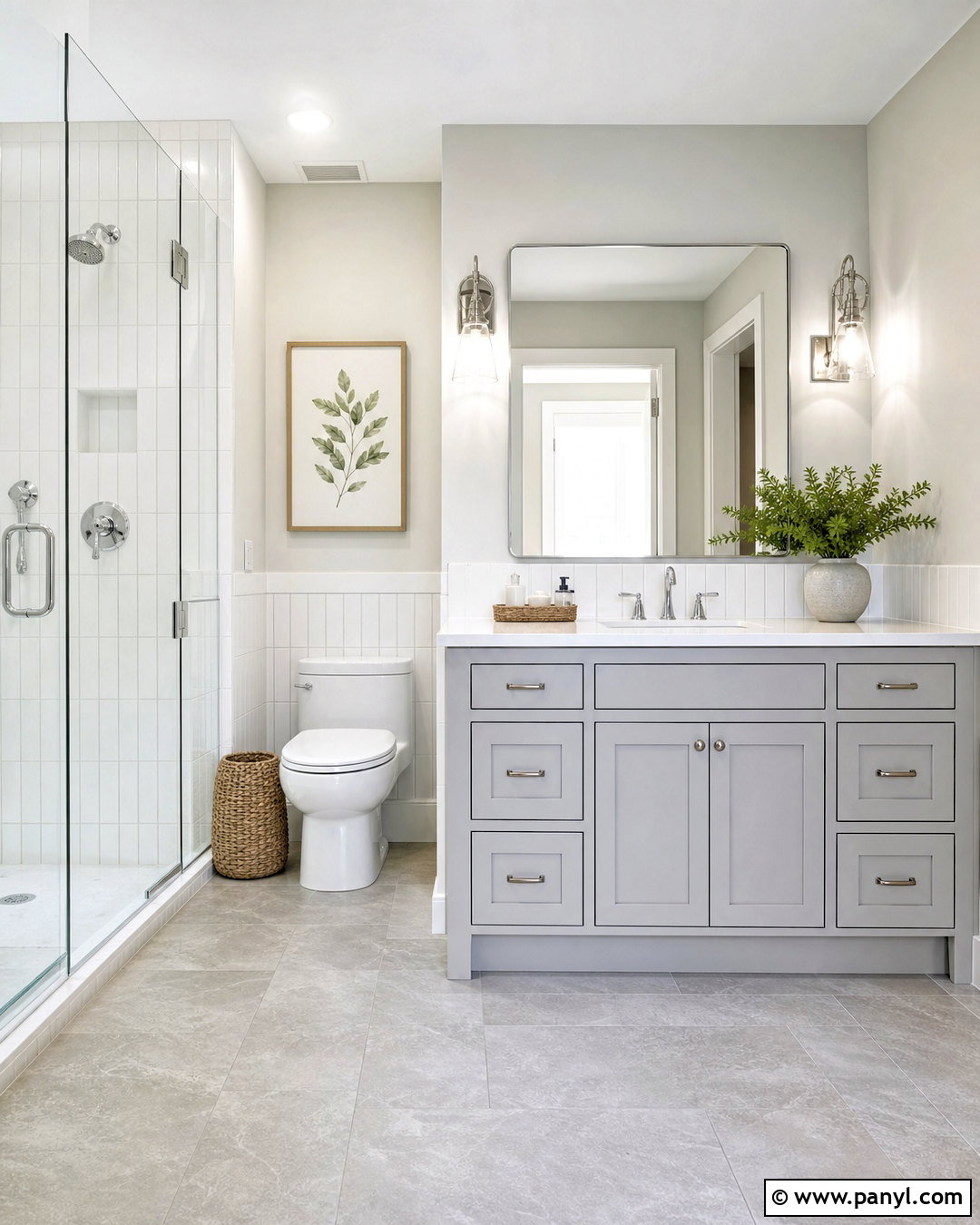 Light Gray Vanity With White Quartz - 20 gray vanity bathroom ideas