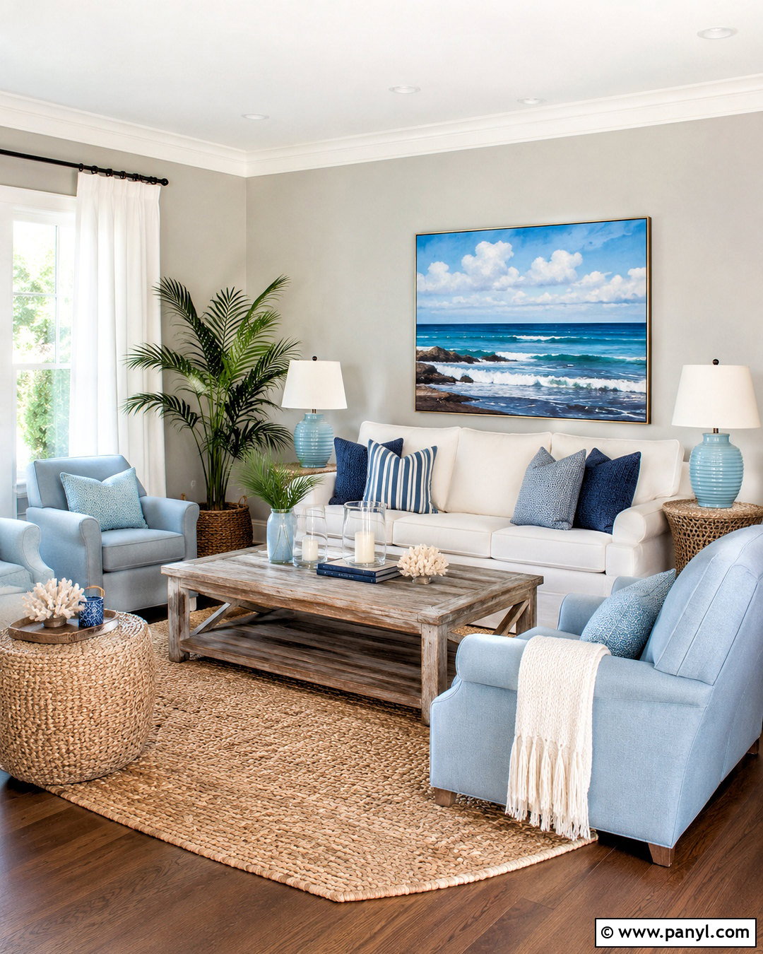 Light Gray Walls In A Coastal Living Room - 20 light gray walls living room ideas