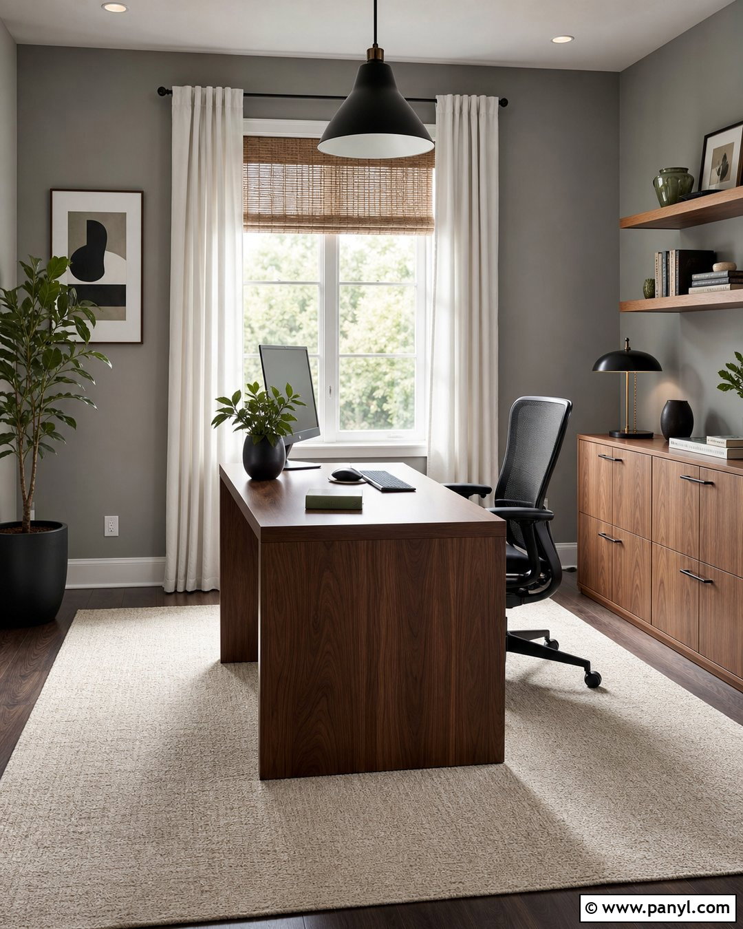 Light Gray Walls In A Home Office - 45 Light Gray Walls