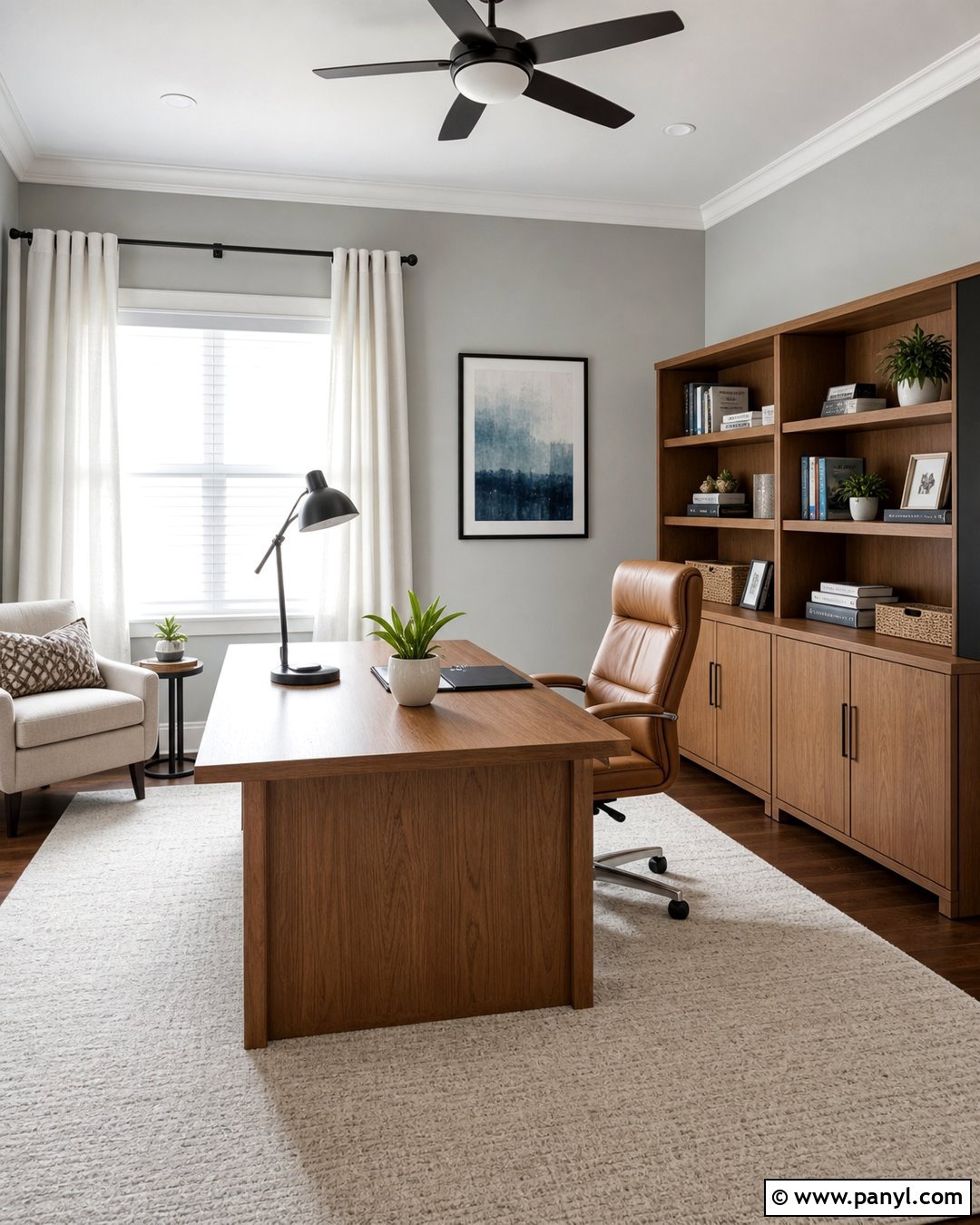 Light Gray Walls In A Home Office - 20 Light Grey For Walls