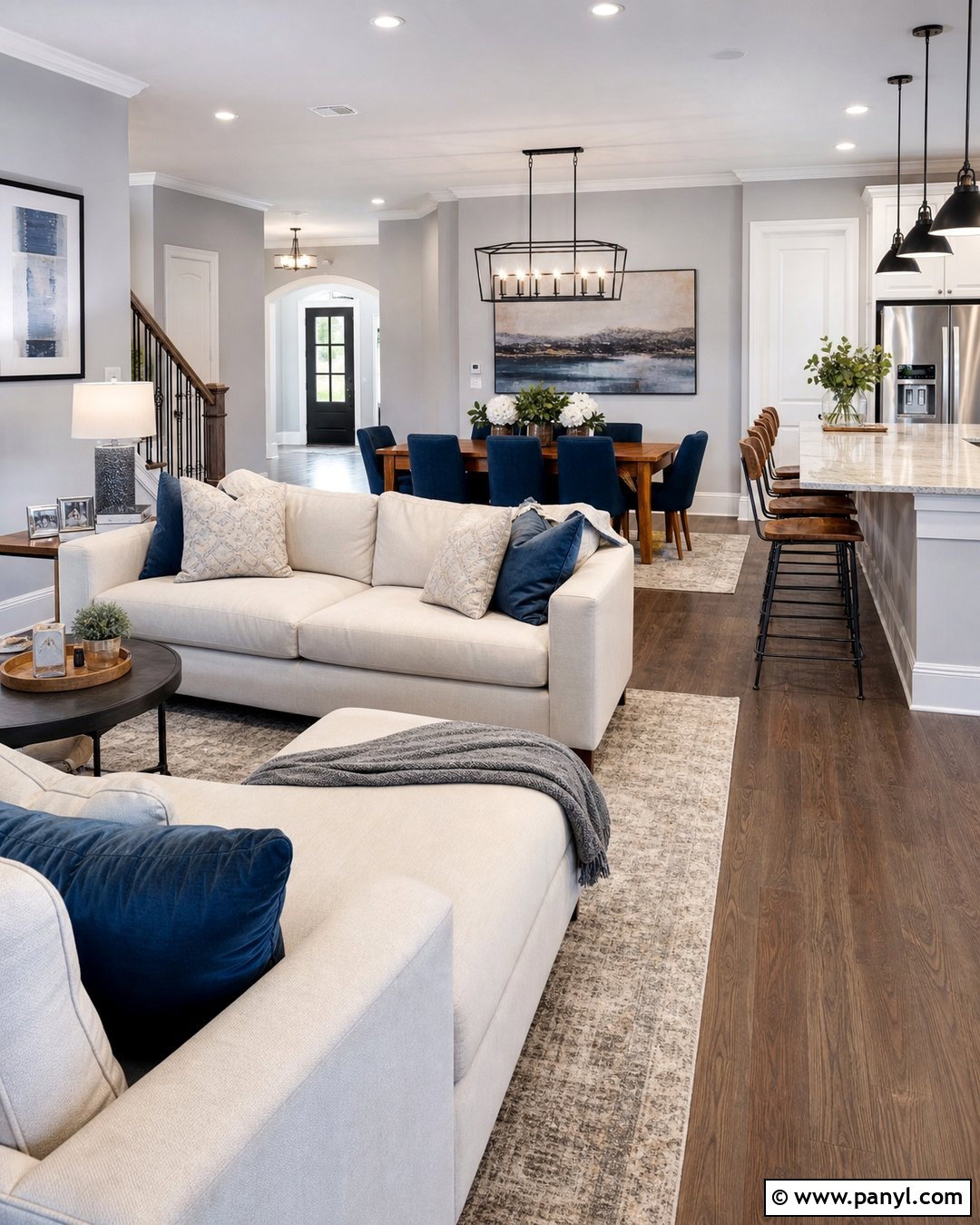 Light Gray Walls In An Open Floor Plan - 45 Light Gray Walls
