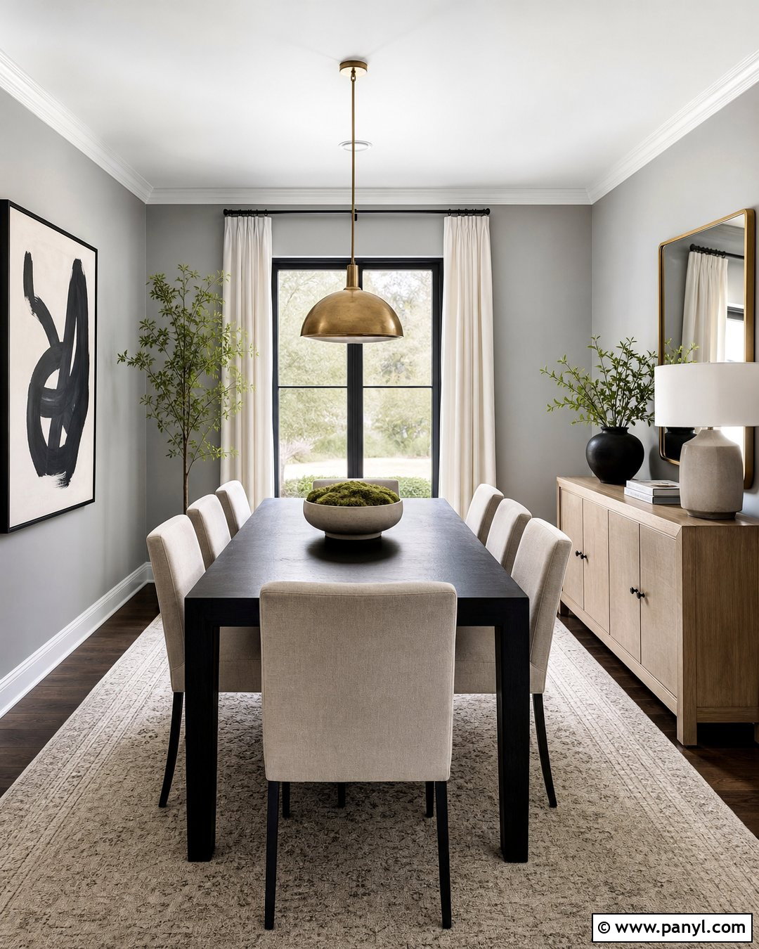 Light Gray Walls With A Black Dining Table - 45 Light Gray Walls