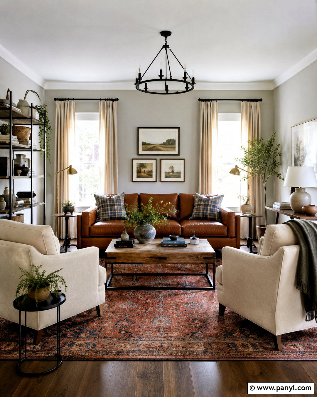 Light Gray Walls With A Brown Leather Sofa - 20 light gray walls living room ideas