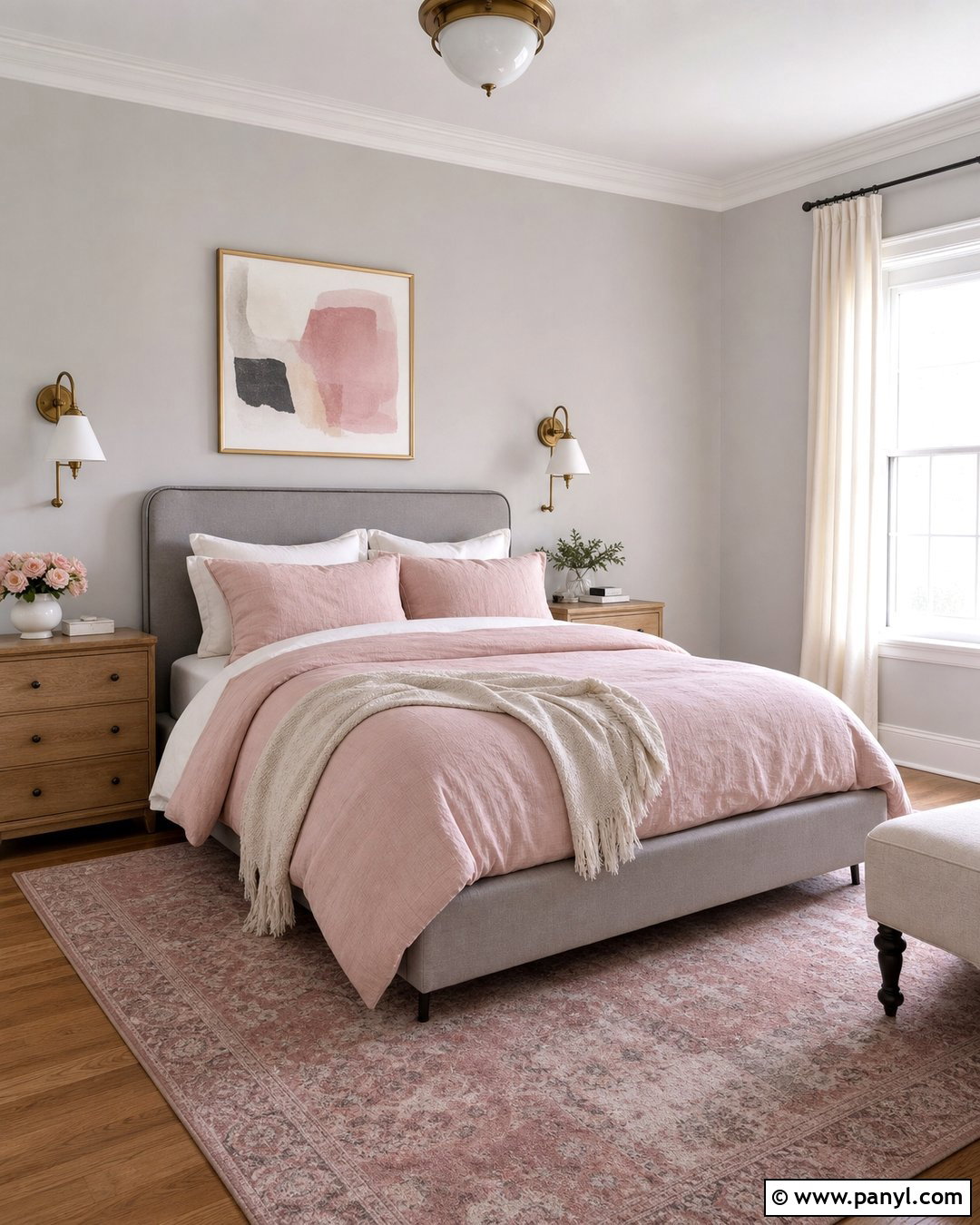 Light Gray Walls With Blush Pink - 45 Light Gray Walls