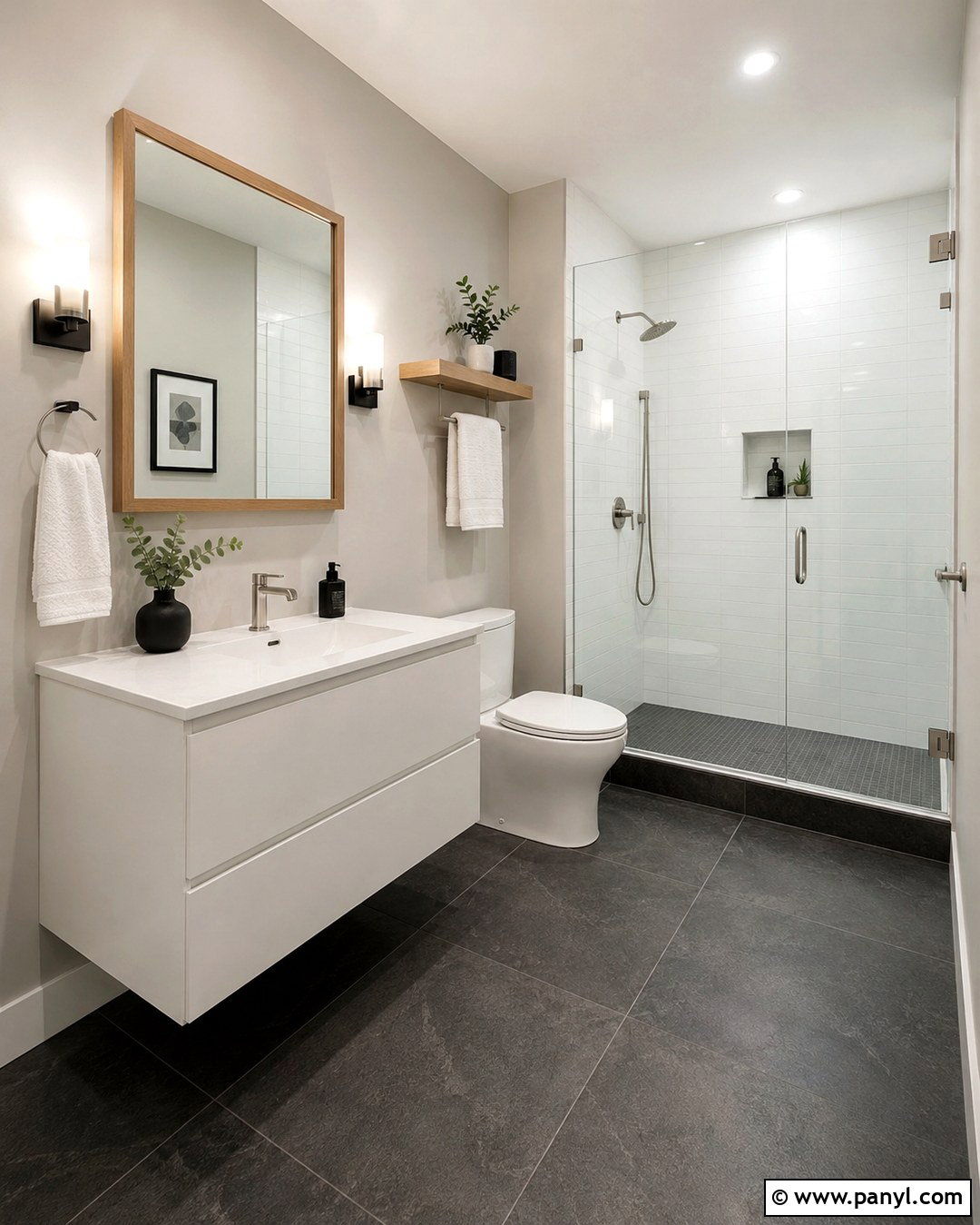 Light Gray Walls With Charcoal Floor Tile - 20 Light Gray Walls Bathroom Ideas