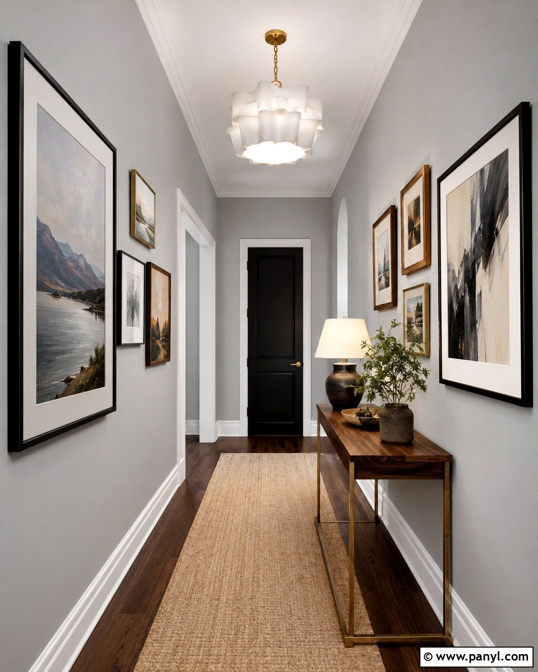Light Gray Walls With Gallery Art - 20 Light Gray Interior Walls