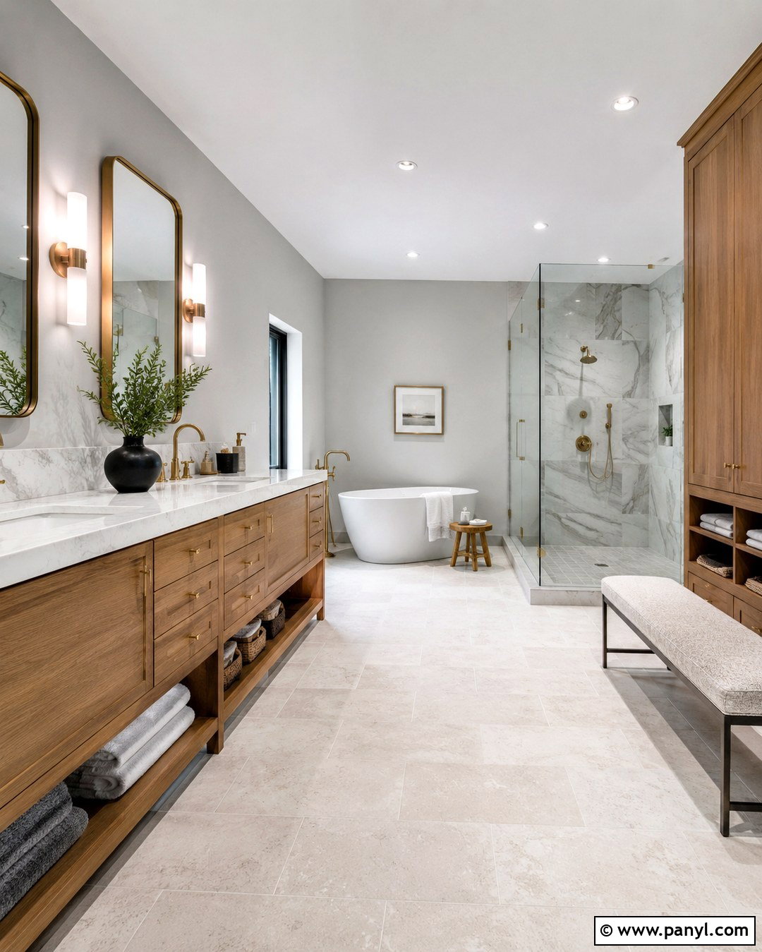 Light Gray Walls With Luxury Finishes - 20 Light Gray Walls Bathroom Ideas