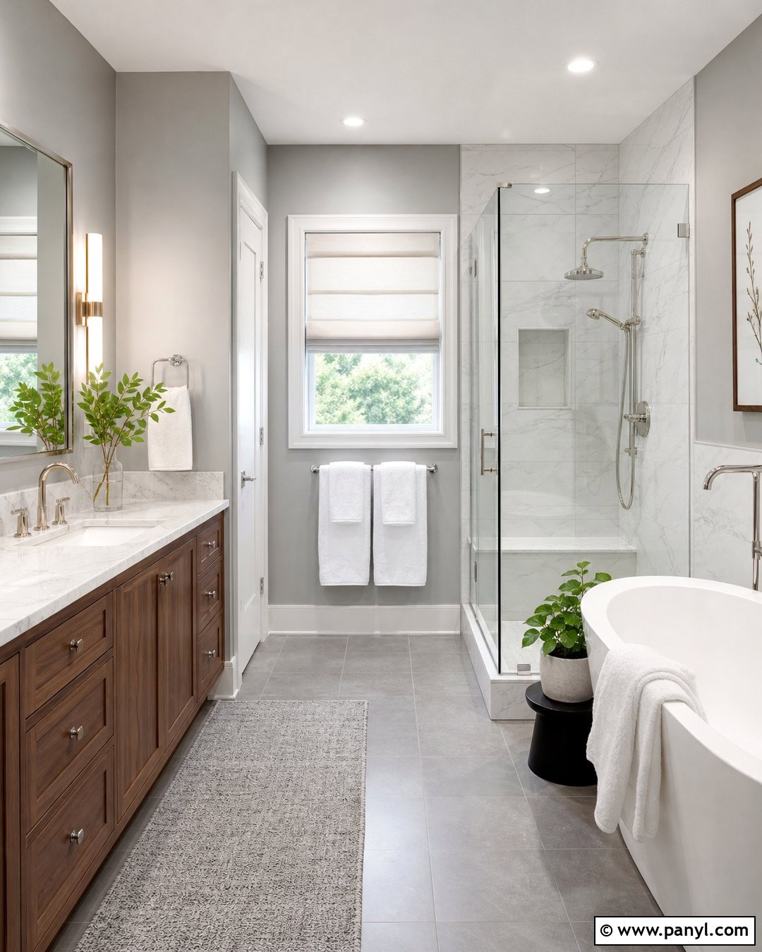 Light Gray Walls With Marble Tile - 45 Light Gray Walls