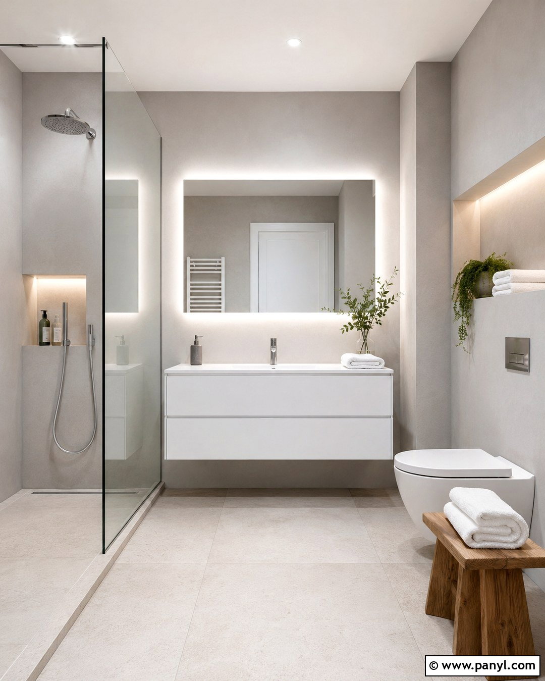 Light Gray Walls With Minimalist Decor - 20 Light Gray Walls Bathroom Ideas