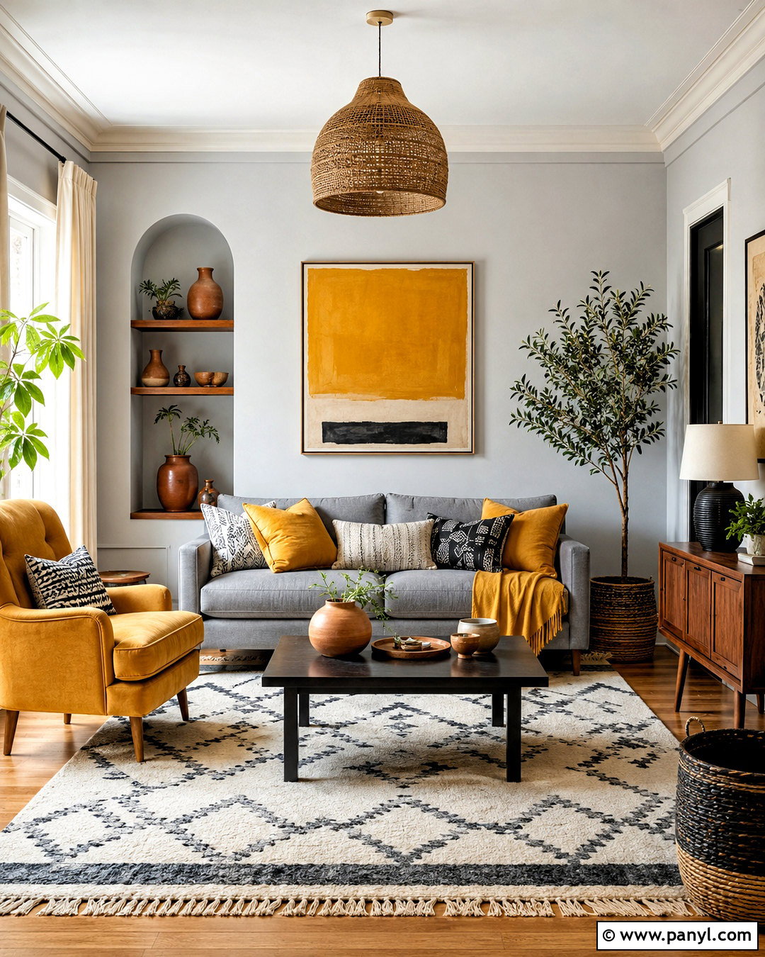Light Gray Walls With Mustard Yellow Accents - 20 light gray walls living room ideas