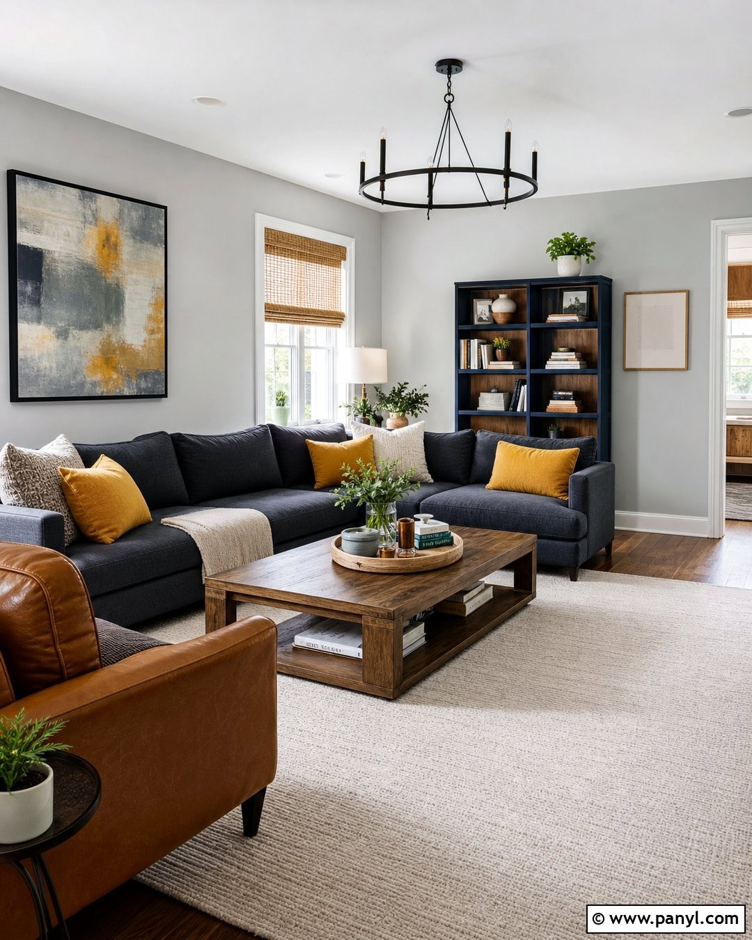 Light Gray Walls With Mustard Yellow - 45 Light Gray Walls