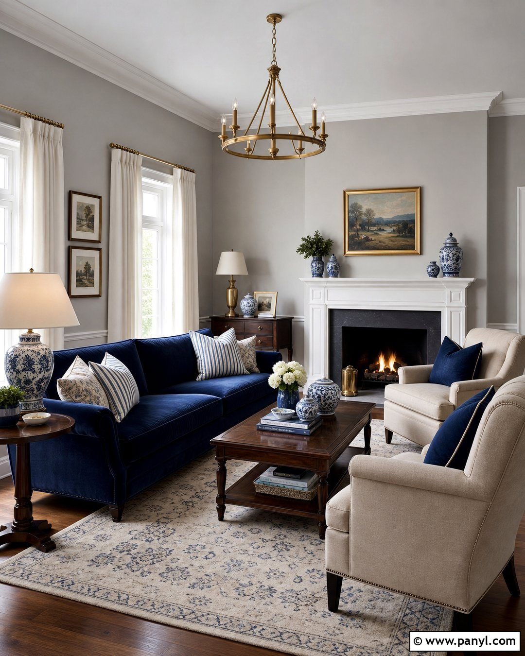 Light Gray Walls With Navy Blue - 45 Light Gray Walls