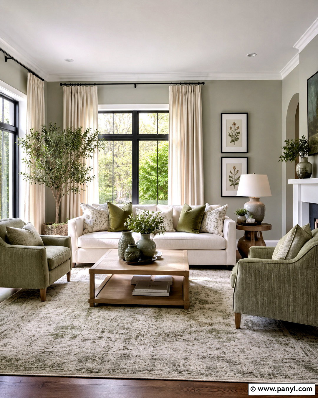 Light Gray Walls With Sage Green Accents - 20 light gray walls living room ideas