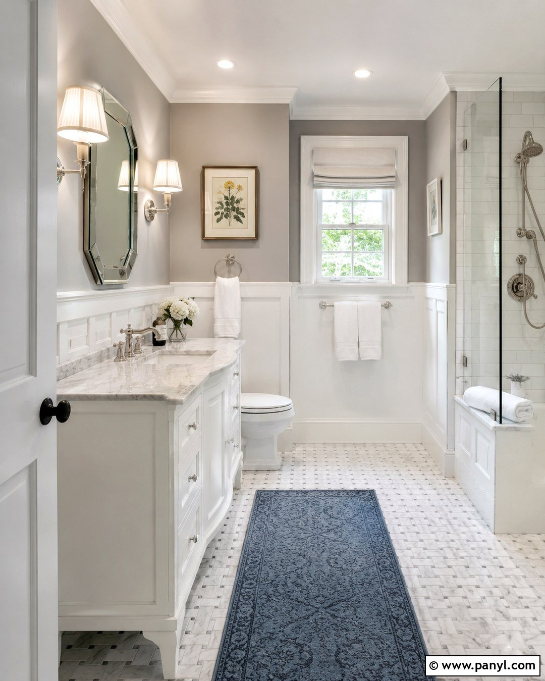 Light Gray Walls With White Wainscoting - 20 Light Gray Walls Bathroom Ideas