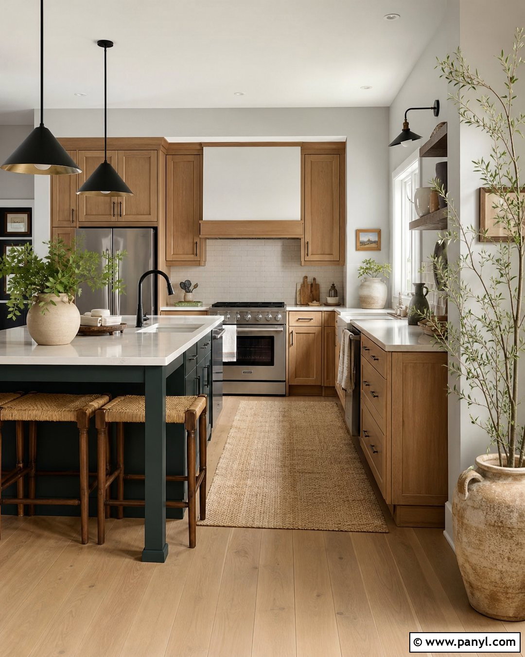 Light Gray Walls With Wood Cabinets - 45 Light Gray Walls
