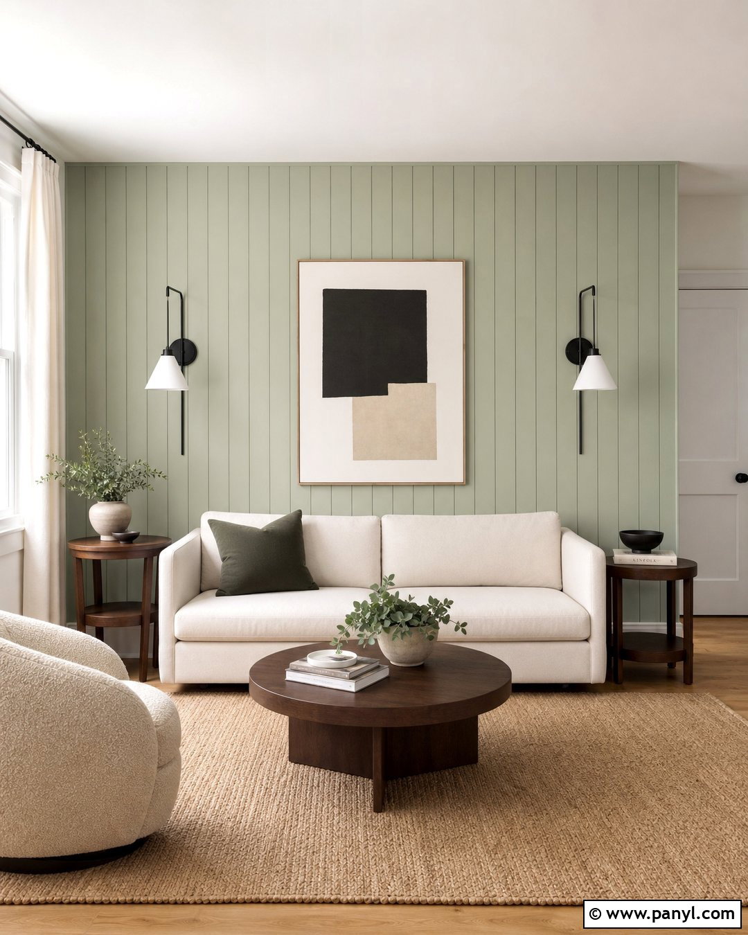 Light Green Accent Wall With Wood Paneling - 30 Light Green Accent Wall Ideas