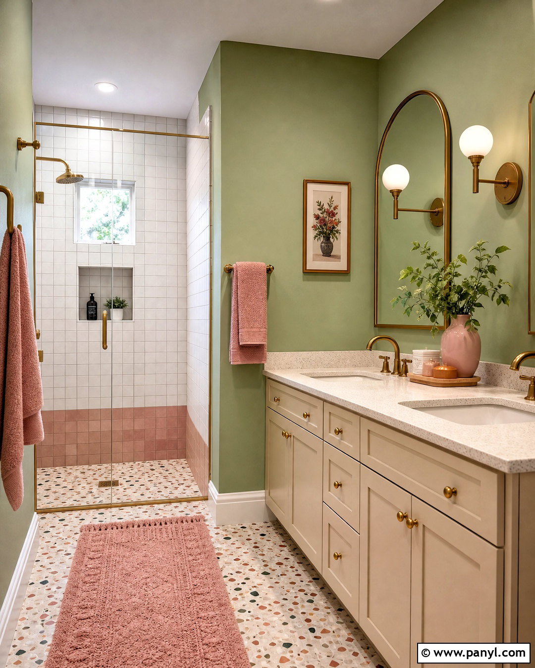 Light Green Bathroom Walls With Soft Pink Accents - 20 light green bathroom walls